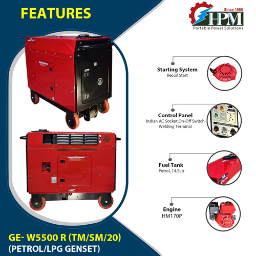 200 Amps 5KW Petrol Welding Generator , With Recoil Start Model Hybrid GE-W5500R